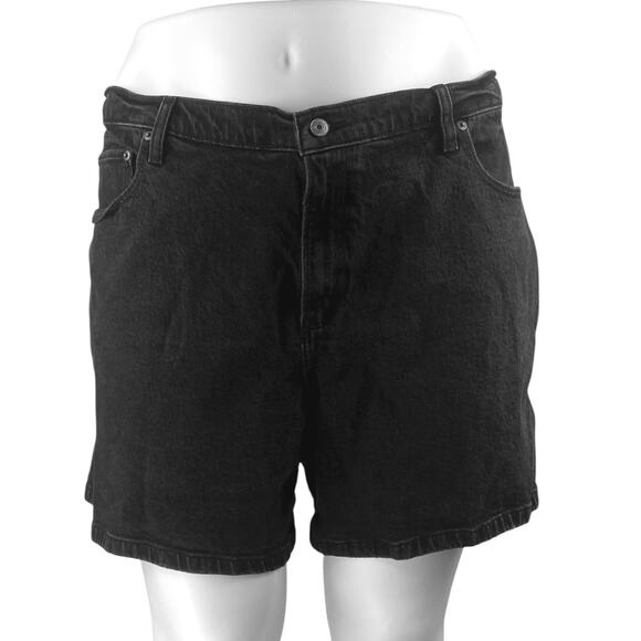 Abercrombie & Fitch The 7" Dad Womens' Black High Rise Denim Jean Shorts Size 36 - Picture 1 of 5